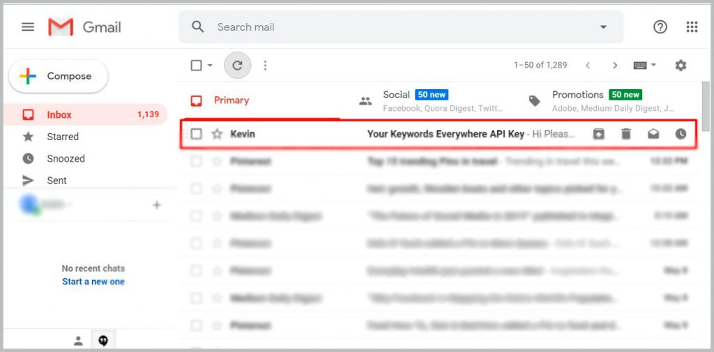 Keywords EveryWhere API Key in Mail