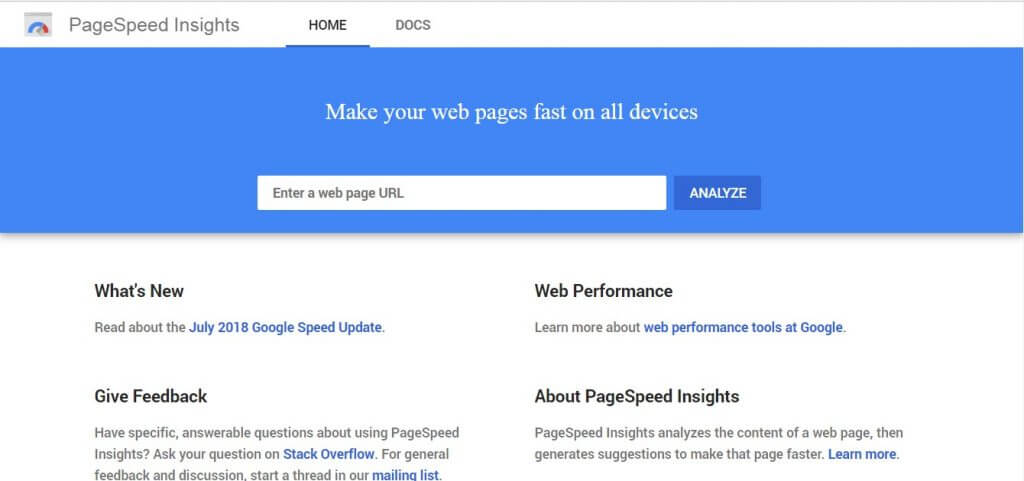 Google Page Speed Tool